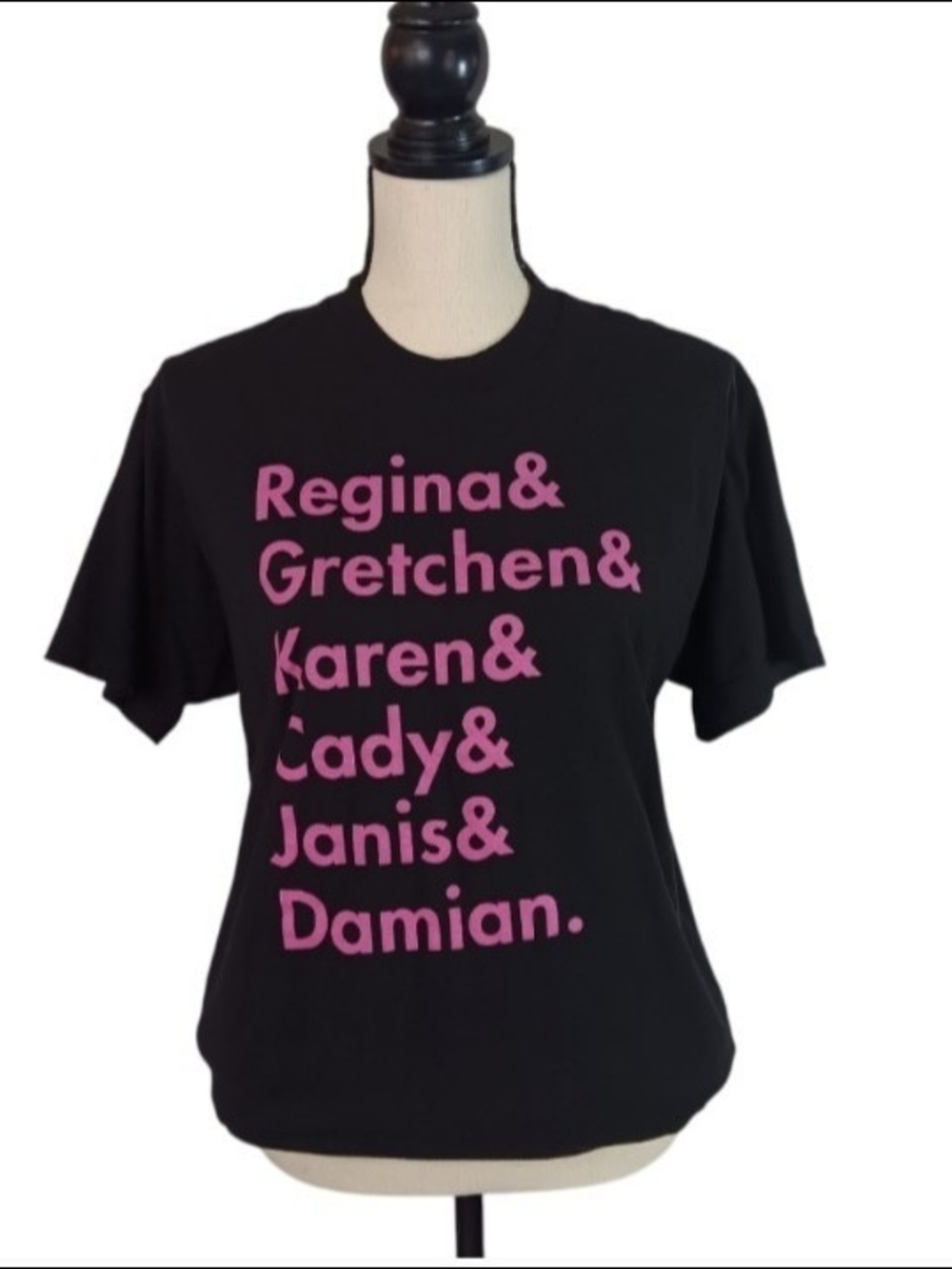 Creative Goods Mean Girls Broadway Black Graphic Tee with Pink Text, Large